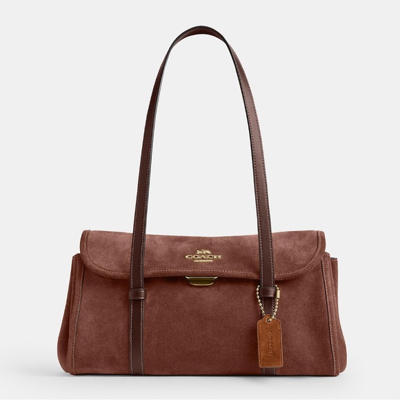 NWT🌟Coach Bridget Flap Shoulder Bag in Vintage Brown Suede CDB06 - Picture 3 of 6